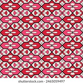 Japanese Geometric Flower Mosaic Vector Seamless Pattern
