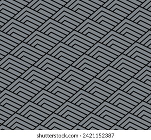 Japanese Geometric Line Wave Vector Seamless Pattern