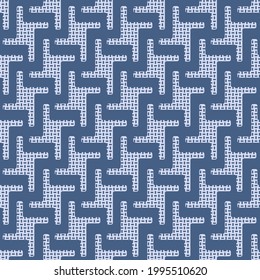 Japanese Geometric Maze Windmill Vector Seamless Pattern