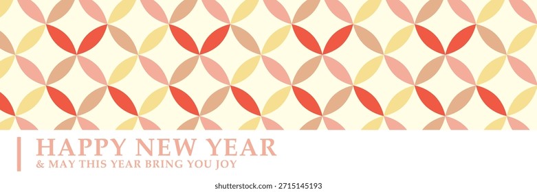 Patrón geométrico japonés Anuncio de año Nuevo con feliz mensaje de año Nuevo