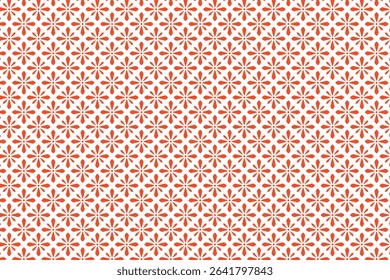 Japanese geometric red ornament seamless pattern wabi-sabi
