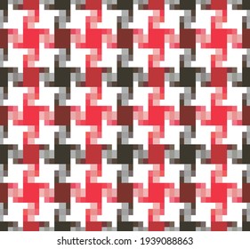 Japanese Geometric Swirl Plaid Vector Seamless Pattern