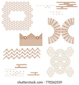 Japanese geometric traditional pattern set isolated on white background. For web site, template, poster, placard and backdrop. Useful for wallpaper, fabric textile, card decoration and cover page