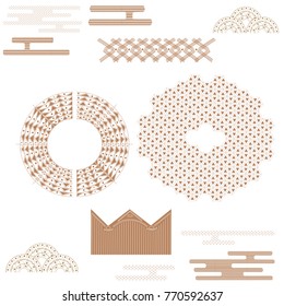 Japanese geometric traditional pattern set isolated on white background. For web site, template, poster, placard and backdrop. Useful for wallpaper, fabric textile, card decoration and cover page