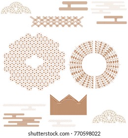 Japanese geometric traditional pattern set isolated on white background. For web site, template, poster, placard and backdrop. Useful for wallpaper, fabric textile, card decoration and cover page