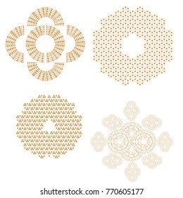 Japanese geometric traditional pattern set isolated on white background. For web site, template, poster, placard and backdrop. Useful for wallpaper, fabric textile, card decoration and cover page