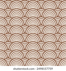 Japanese Geometric Wave Seamless Pattern. simple summer brown theme dot waves circular pattern used for textiles, wallpapers, backgrounds..,