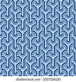 Japanese Geometric Zigzag Maze Vector Seamless Pattern