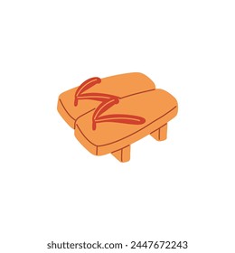 Japanese geta sandals. Vector flat illustration of traditional wooden shoes in Asian cultural context. Ideal element for design on isolated background.