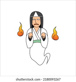 Japanese Ghost Cartoon. Traditional Demon Spirit Symbol.