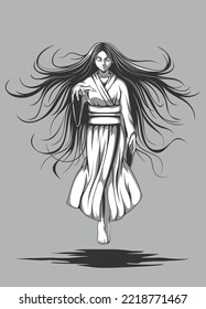 Japanese ghost girl illustration vector