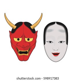 Japanese ghost masks  vector set one