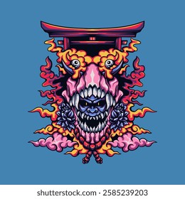 Japanese Ghost Skull for merchandise, apparel, or other