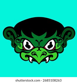 Japonês fantasma tradicional yokai máscara kappa para vestuário de ilustração e impressão de camiseta