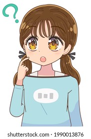 Japanese girl cartoon style.She is a pretty girl.She expresses her emotions.
