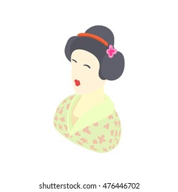 Japanese girl icon in cartoon style isolated on white background. People symbol
