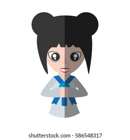 japanese girl student uniform shadow vector illustration eps 10