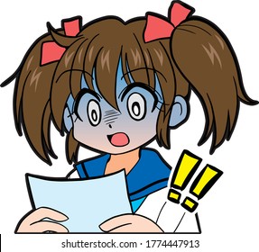 Japanese girl in uniform with twin tails