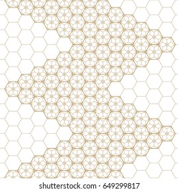 Japanese Gold background and pattern. Geometric pattern. The exquisitely delicate side of traditional woodwork style-rooms to create a stunning atmosphere. Geometric element and ornament.