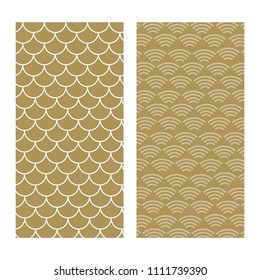 Japanese Gold background and pattern. Wave pattern. Sea japan pattern vector 