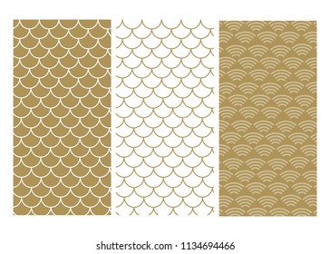 Japanese Gold background and pattern. Wave pattern. Sea japan pattern vector 