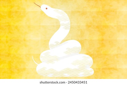 Japanese gold background with snake and golden color for New Year's card for the year of the snake 2025, Vector Illustration