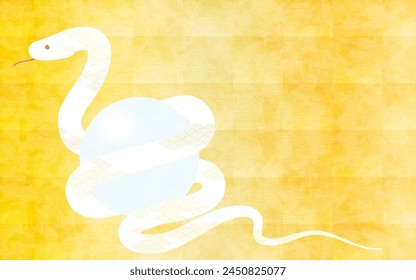 Fondo de oro japonés con una serpiente que sostiene una gema atesorada, material de la tarjeta de felicitación del Año Nuevo para el año de la serpiente 2025, Ilustración vectorial