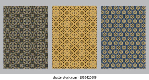 Japanese gold circle and flower, tortoiseshell abstract background