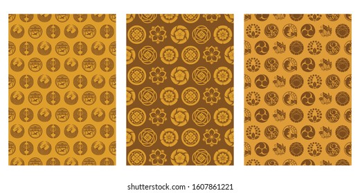Japanese Gold Crest Bird, Fish, Butterfly, Leaf, Flower Abstract Vector Background Collection