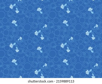 Japanese Gold Fish Pond Vector Seamless Pattern