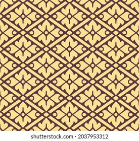Japanese Gold Flower Diamond Vector Seamless Pattern