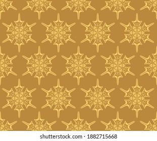 Japanese Gold Snowflake Vector Seamless Pattern