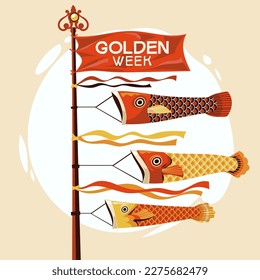 Japanese Golden Week holiday with koinobori carp streamers on sky background