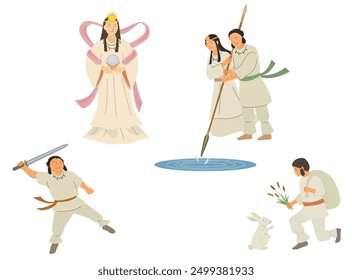 Japanese goods. Japanese mythology illustration.
