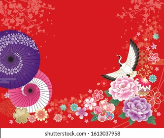 Japanese gorgeous red flower pattern