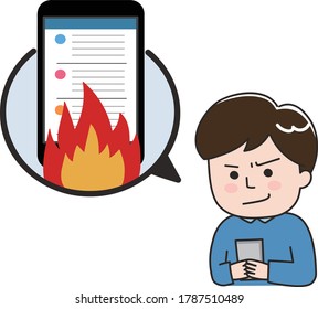 Los japoneses fueron criticados por hacer un comentario en su blog. Aislado sobre fondo blanco.