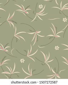 Japanese Grass Flower Flow Seamless Pattern