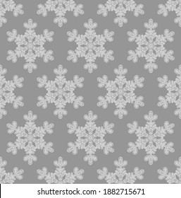Japanese Gray Snowflake Vector Seamless Pattern