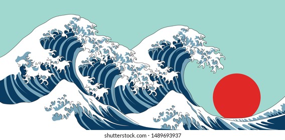 The japanese great wave pattern background