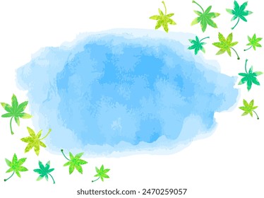 Japanese green maple and the sky frame vector on white background