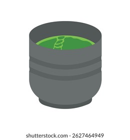 Japanese Green Tea Flat Illustration. Clean Icon Design Element on Isolated White Background