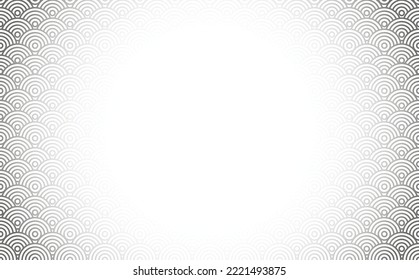 Japanese grey circles waves vector pattern background with copyspace. Abstract background for backdrop, cover, wallpaper, and prints.
