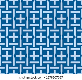 Japanese Grid Cross Vector Seamless Pattern