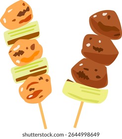 Japanese grilled chicken on a skewer
