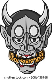 japanese hand drawn vector demon tattoo mask 