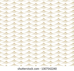 Japanese hand drawn wave pattern vector. Gold ocean background.