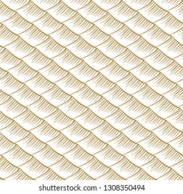 Japanese hand drawn wave pattern vector. Gold ocean background.