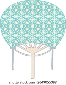 Japanese hand fan - Asanoha - green