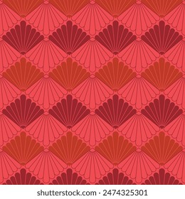  Japanese Hand Fan Diamond Vector Seamless Pattern