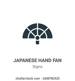 Japanese hand fan glyph icon vector on white background. Flat vector japanese hand fan icon symbol sign from modern signs collection for mobile concept and web apps design.